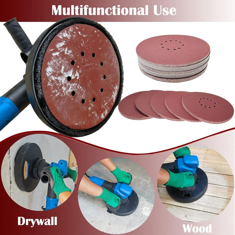 SACKORANGE 50 Pack 9-Inch 10 Hole 40 Grit Hook-and-Loop Drywall Sandpaper - Aluminum Oxide Sanding Disc for ‎9" Drywall Sander Wood Furniture Finishing - Image 5